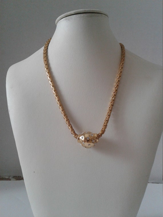 VTG-Gold Tone Fancy Cable Chain With Rhinestone S… - image 6
