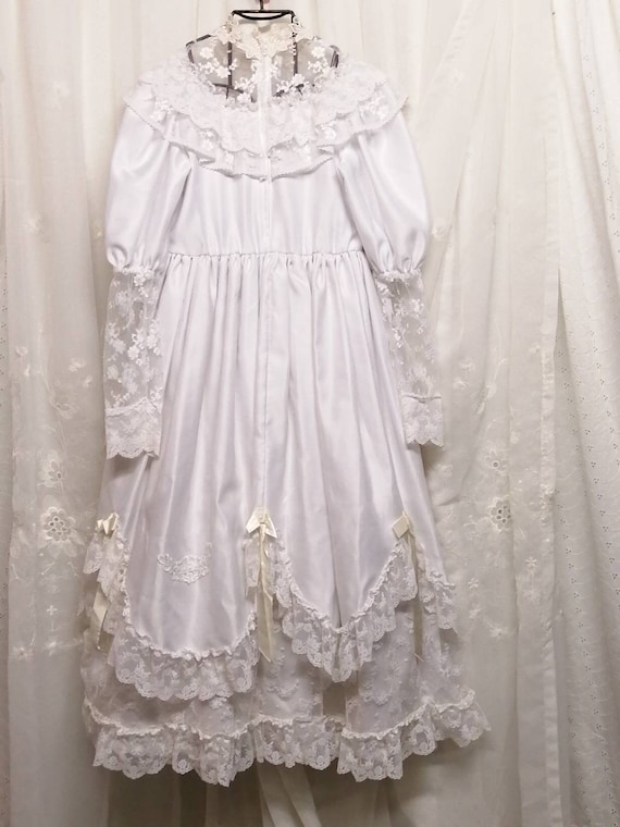 Vintage First Communion White Dress, Lace White Dr