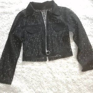 Black Lace Zip-Up Blazer, Gothic Retro Jacket image 6