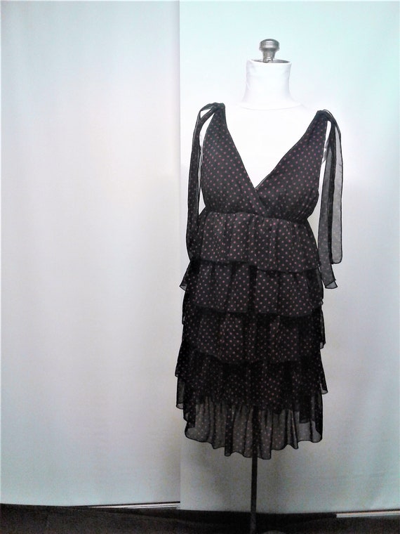 Polka Dot Chiffon Dress With Frills, Multi Tiered… - image 3