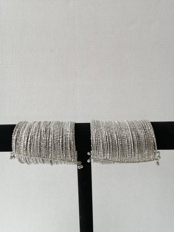 Wide Open Cuff Silver Toned Bracelet, Multilayer … - image 8