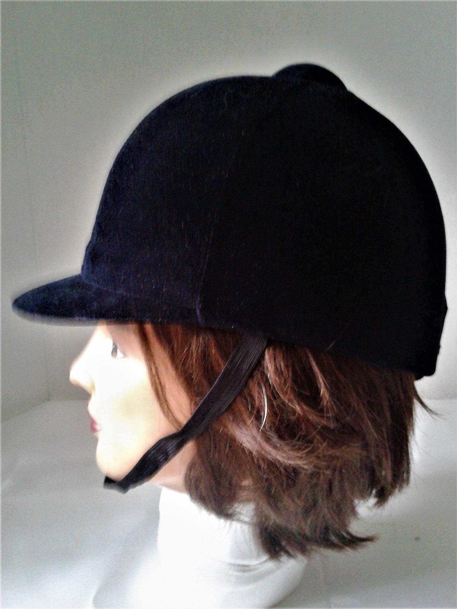 Vintage Horseback Riding Hat Black Velvet Equestrian Helmet Etsy