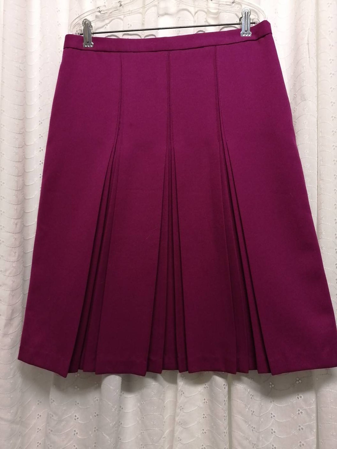 Fuchsia Pleated Kick Skirt Retro Fuchsia Skirt for Women Box | Etsy