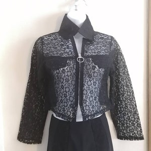 Black Lace Zip-Up Blazer, Gothic Retro Jacket image 8