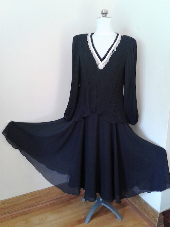 Black Long Chiffon Dress, Evening Dresses, Cocktai