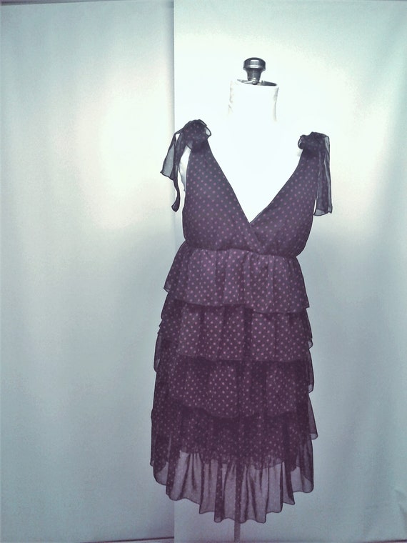 Polka Dot Chiffon Dress With Frills, Multi Tiered… - image 5