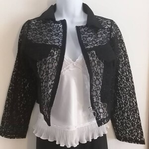 Black Lace Zip-Up Blazer, Gothic Retro Jacket image 5