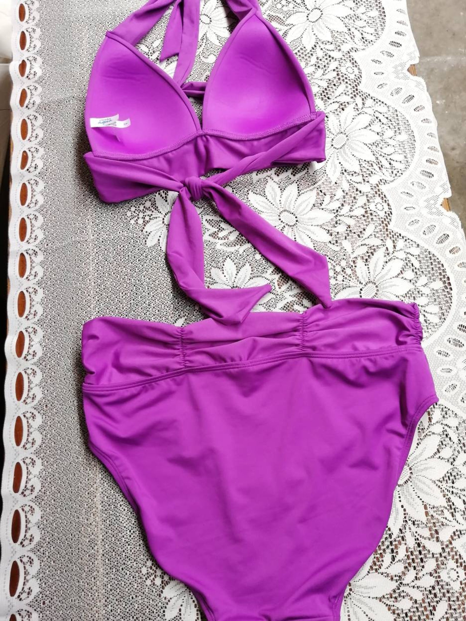 La Vie En Rose Aqua Bikini Set High Waist Ties Around The Etsy