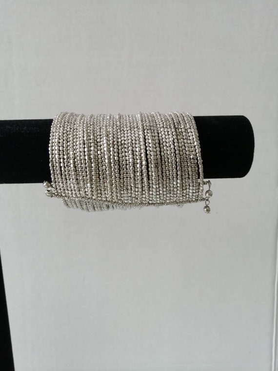 Wide Open Cuff Silver Toned Bracelet, Multilayer … - image 1