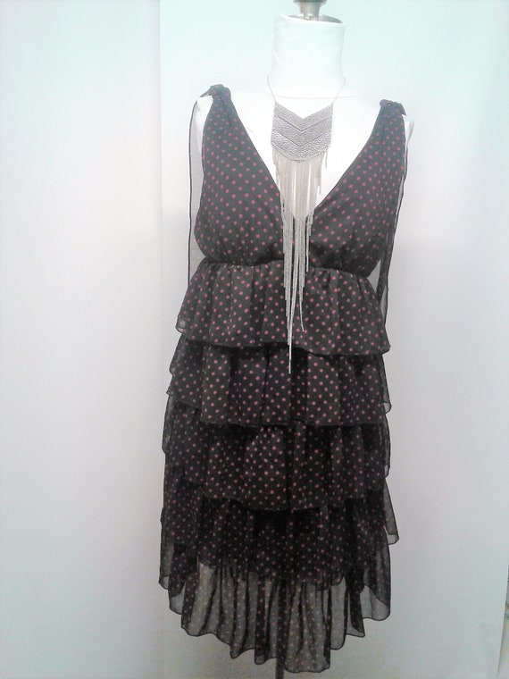 Polka Dot Chiffon Dress With Frills, Multi Tiered… - image 7