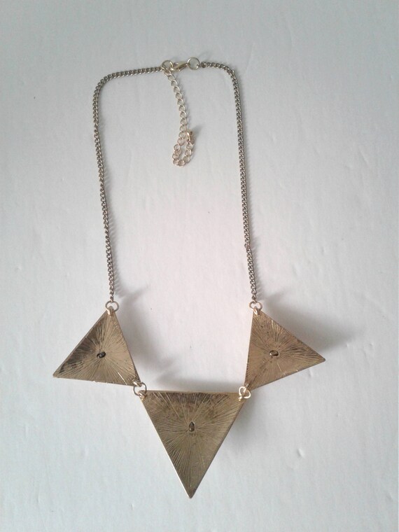 Triangle Statement Necklace with Blue Stone - image 4