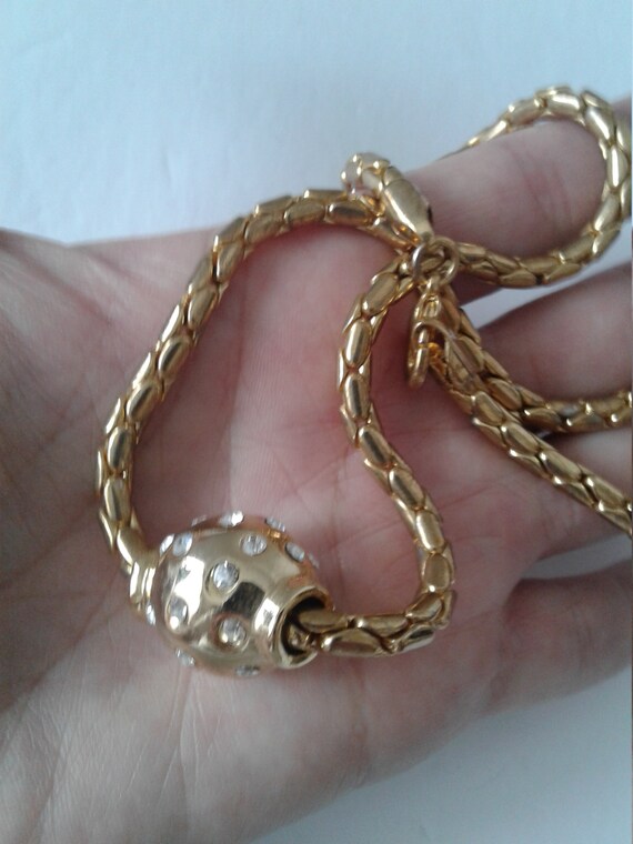 VTG-Gold Tone Fancy Cable Chain With Rhinestone S… - image 5