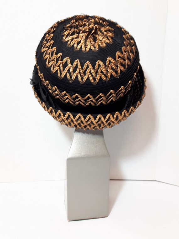 Ladies' Vintage Bowler/Cloche Hat, Black, Brown S… - image 7