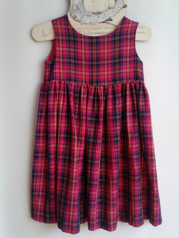 Vintage Little Girl's Pink Plaid Dress, Fit and Flare
