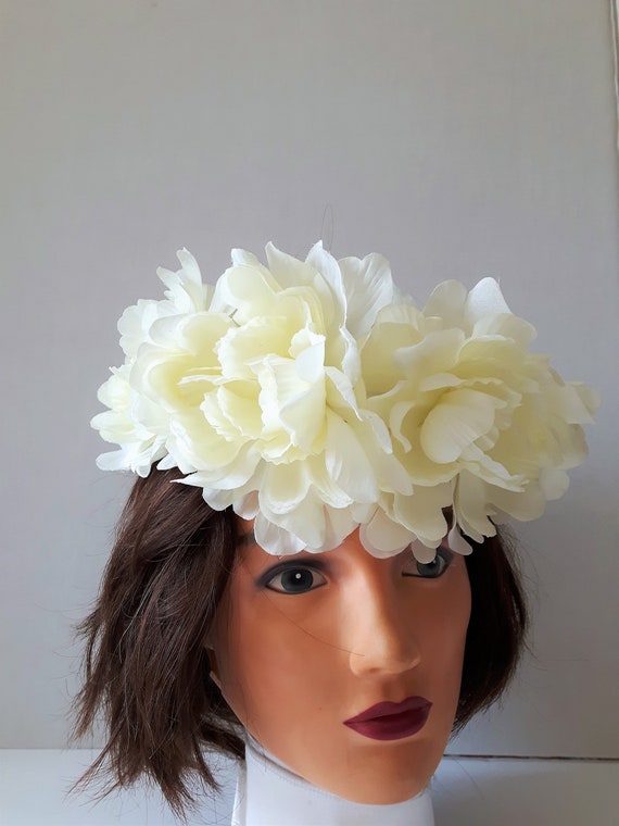 Wedding Head Piece,Bridal Hair Flowers, White Bri… - image 3