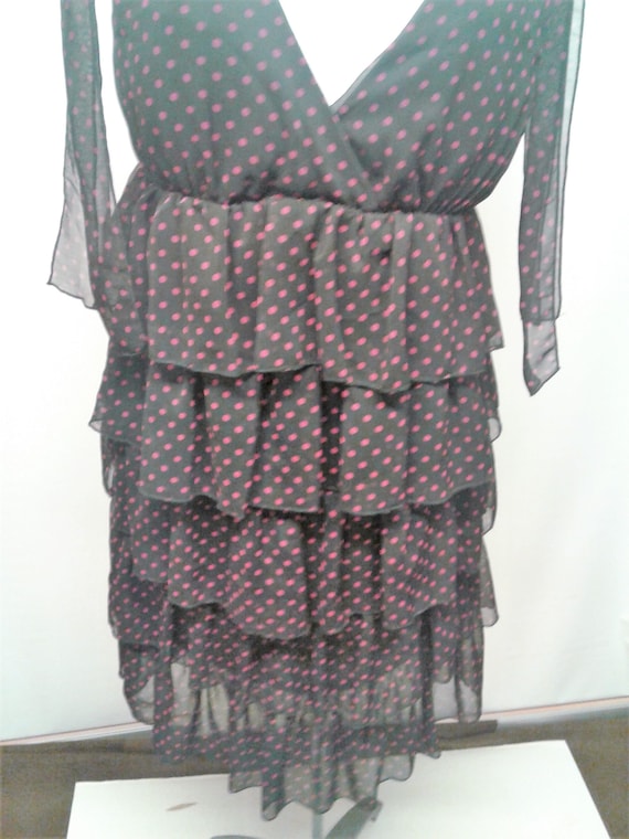 Polka Dot Chiffon Dress With Frills, Multi Tiered… - image 2