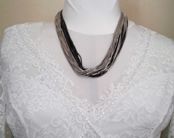 Multi Black And Silver Tone Chain Necklace