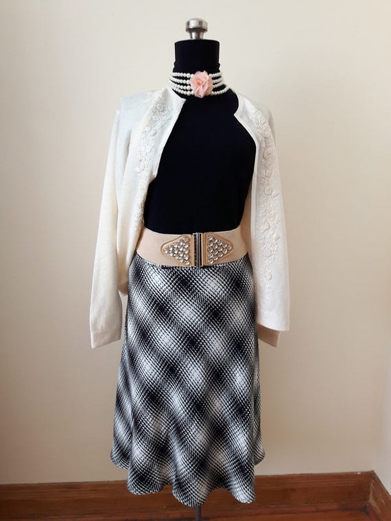 Women's Houndstooth Skirt, Circle Skirt, Long Skir