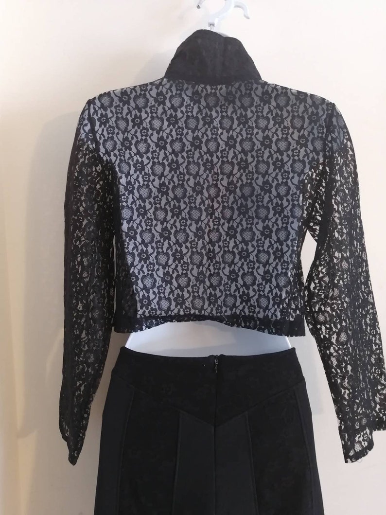 Black Lace Zip-Up Blazer, Gothic Retro Jacket image 10