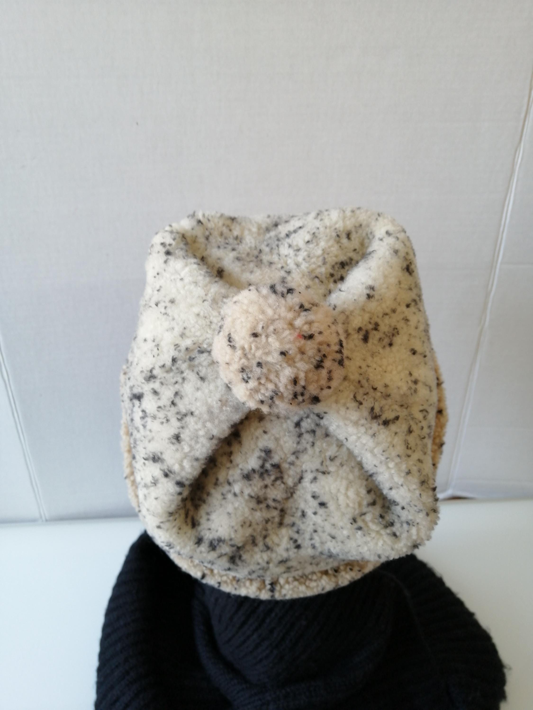 VTG 50\'s Women\'s Neutral Cream Hat Button Back With Faux Fur Pom Pom Winter‎ Fake Fur Pompom Hat by Seeberger - 58,95 € main image 3
