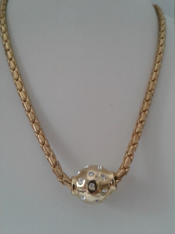 VTG-Gold Tone Fancy Cable Chain With Rhinestone S… - image 7