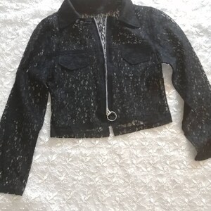 Black Lace Zip-Up Blazer, Gothic Retro Jacket image 9