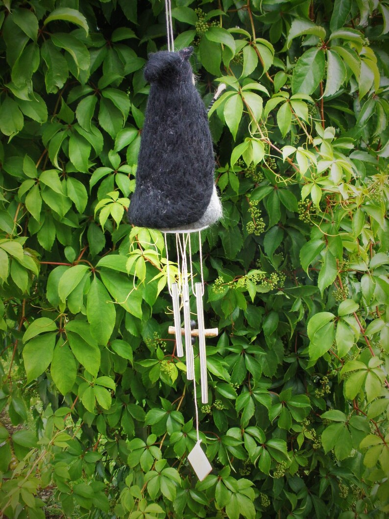 Cat spirit cat totem wind chimes needle felted Etsy