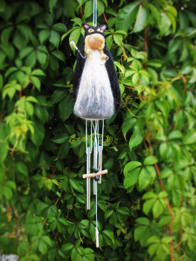 Cat spirit cat totem wind chimes needle felted Etsy