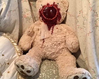 Bloody Horror Capuccino Bear Plush with Human Teeth