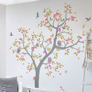 Large Nursery tree wall decal Large tree scene with forest animal stickers Home wall decoration Wall tatoos KW001_2