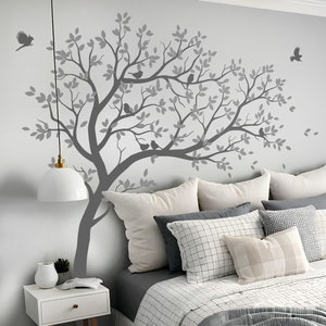 Wall Decal Large Tree decals huge tree decal nursery with birds tree Wall mural removable vinyl wall sticker 032R