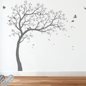 Wall Decal Large Tree decals huge tree decal nursery with birds tree Wall mural removable vinyl wall sticker 032R image 1