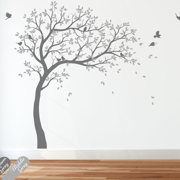 Wall Decal Large Tree decals huge tree decal nursery with birds tree Wall mural removable vinyl wall sticker 032R