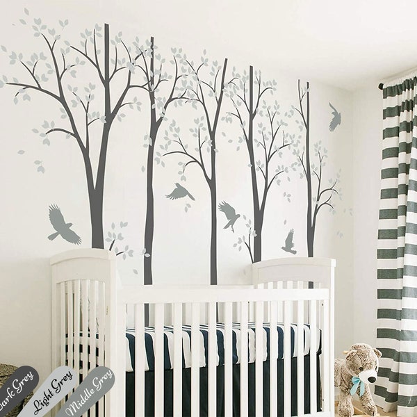 Birch Tree wall decals Long trees wall stickers Removable tree vinyl wall decor Birch trees for living nursery room wall tattoos KW008