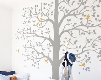 Large tree wall decal Tree Wall Sticker with birds and leaves Kids Room Wall Decor Mural Wall Art KW003