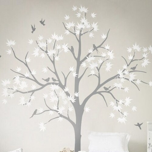 White Tree Wall Decals Nursery Large Wall Decal Kids Room Wall Etsy