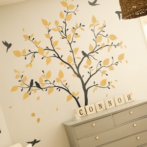 Nursery Tree wall Decal decoration Kids room wall deals White tree wall decals Tree with birds wall decoration KW005_2