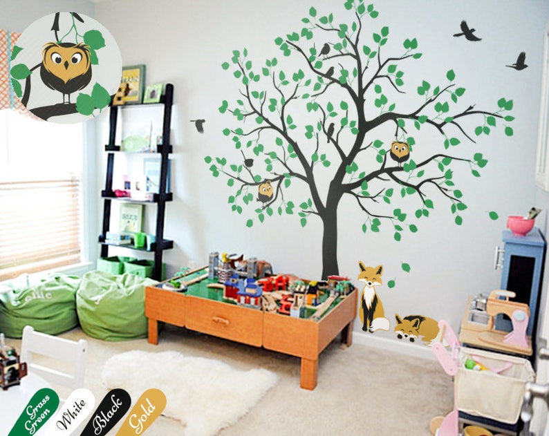 Nursery Tree Wall Decals Large Nursery Wall Decoration White Etsy