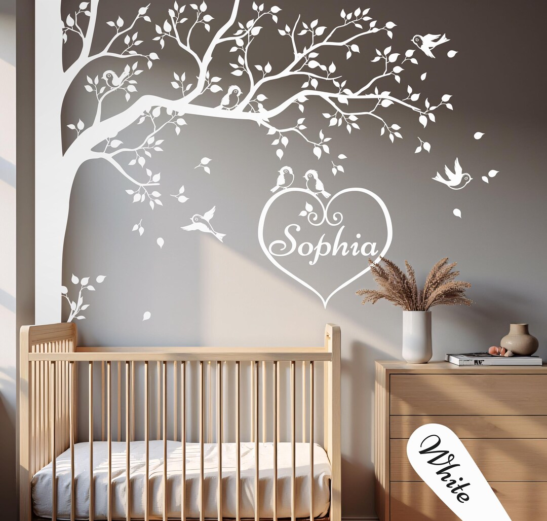 Large Corner Tree Wall Decal With Custom Name for Nursery and Kids Room ...