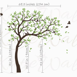 Wall Decal Large Tree decals huge tree decal nursery with birds tree Wall mural removable vinyl wall sticker 032R image 2