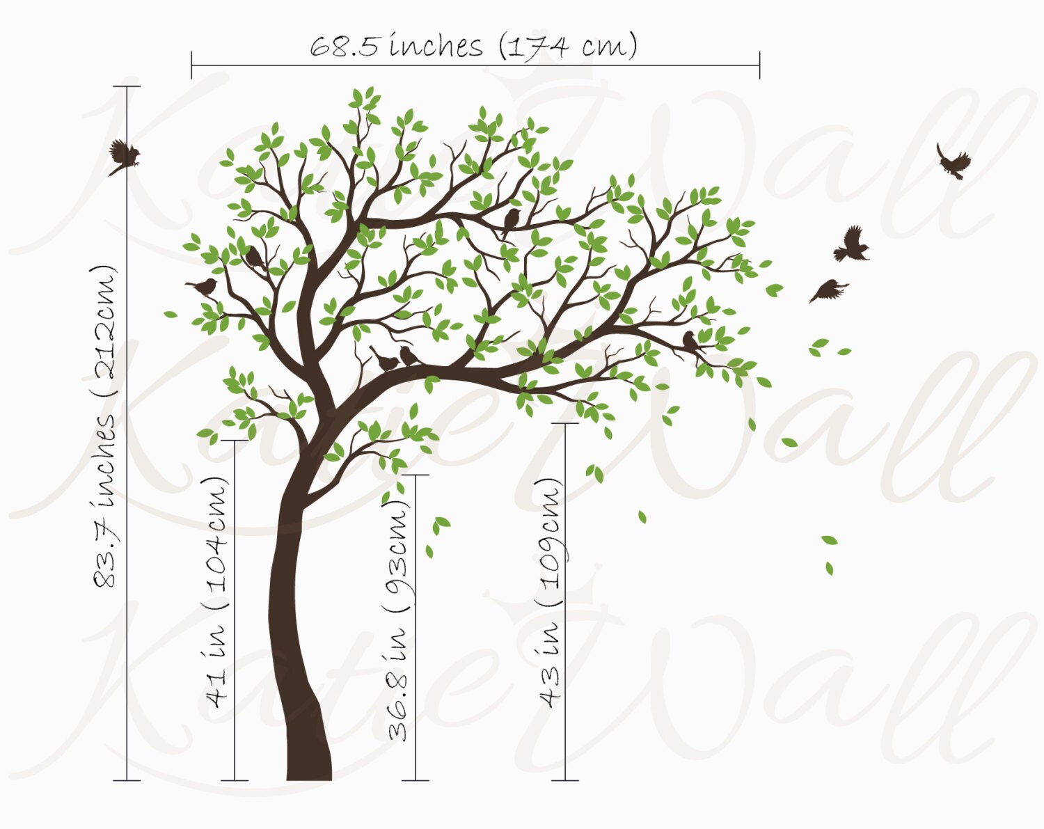 Large tree decal Nursery Huge tree decal with birds Wall mural | Etsy