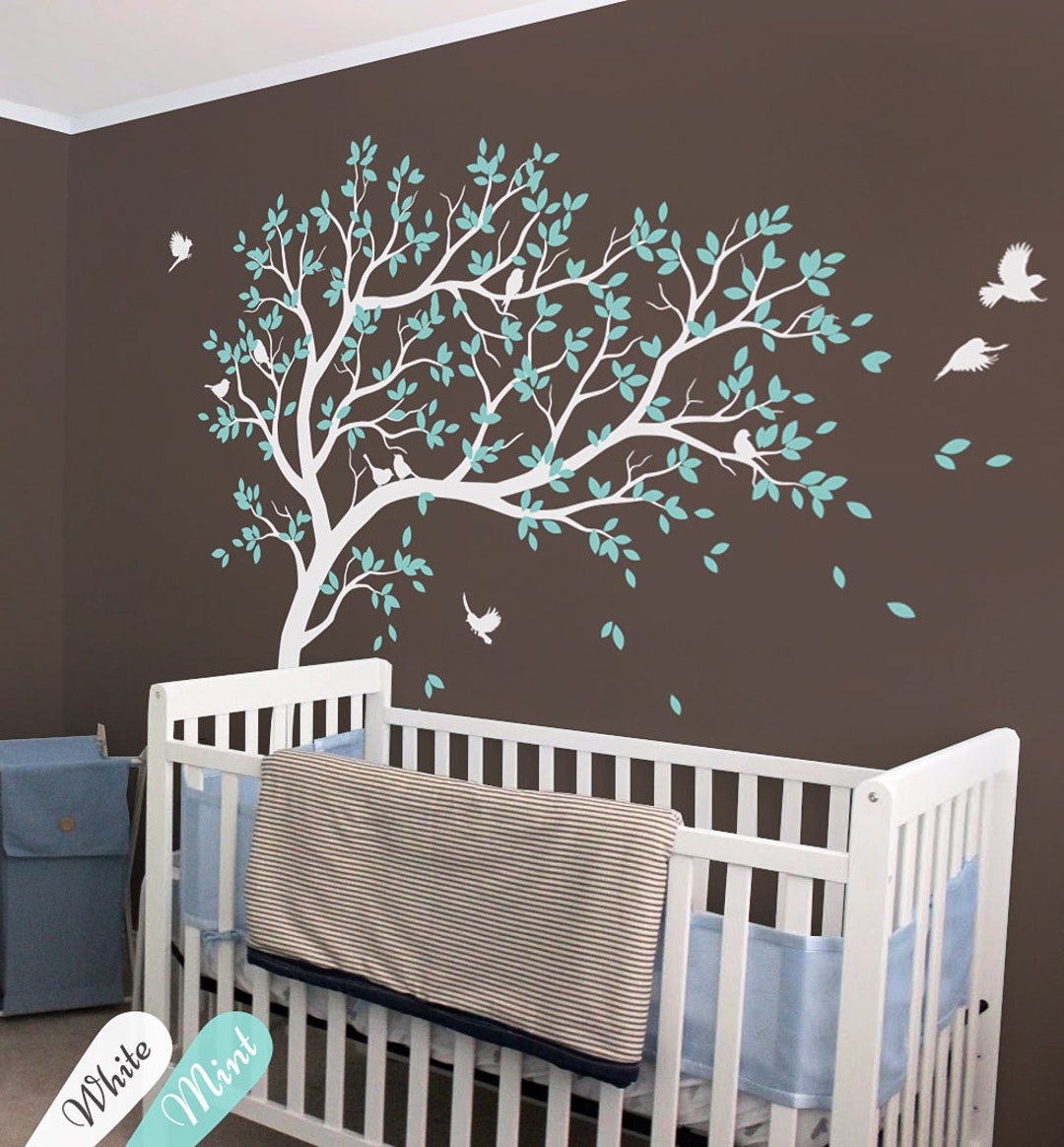 White Tree Wall Decals Nursery Large Tree Wall Decal Kids Room Wall Art