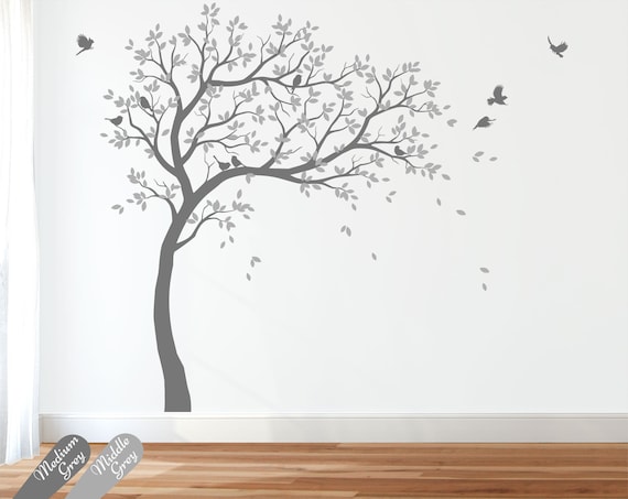 Wall Decal Large Tree Decals Huge Tree Decal Nursery With Birds Tree Sticker  Wall Tattoos Wall Mural Removable Vinyl Wall Sticker 032 