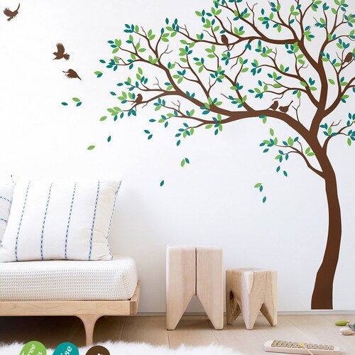 Nursery Wall Decals Tree With Birds Tree Wall Decal Large Etsy