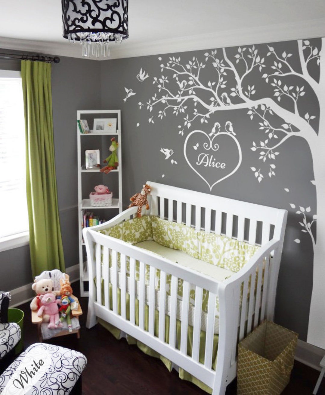 White Tree Decals Large Nursery Tree Decals With Custom Monogram