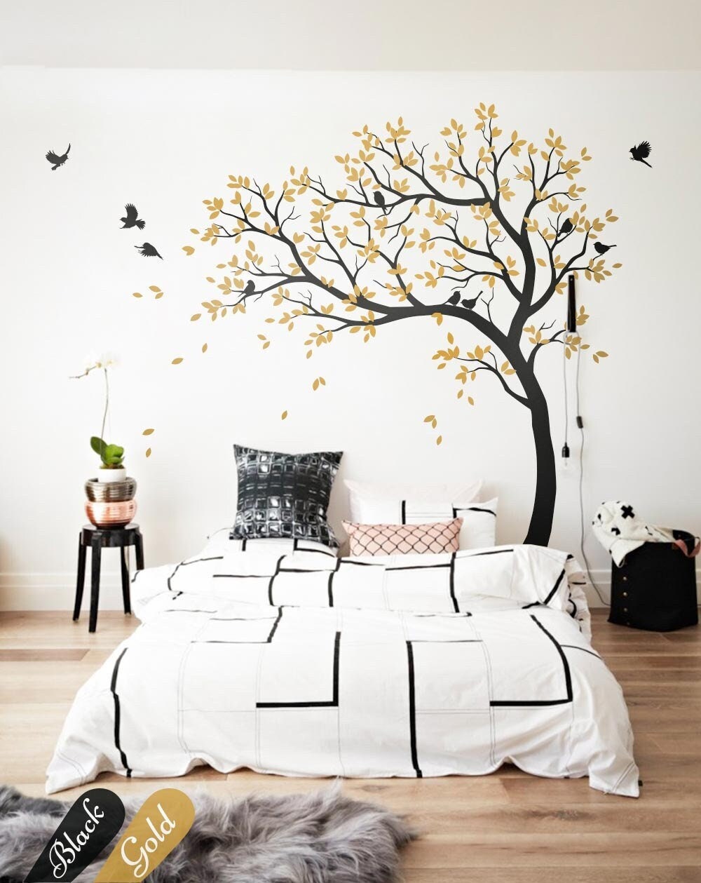 Wandtattoo Großer Baum Aufkleber riesiger Baum Aufkleber Kinderzimmer mit Vögeln weiß Baum Aufkleber Wandtattoos Wandtattoo entfernbare Vinyl Wandaufkleber 032