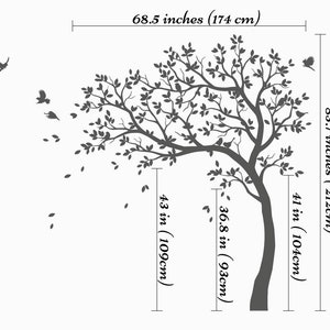 Wall Decal Large Tree decals huge tree decal nursery with birds tree Sticker Wall tattoos Wall mural removable vinyl wall sticker 032 image 3