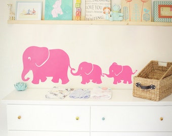 Elephant family wall decal cute nursery wall sticker decal kids room wall art tattoo KW024