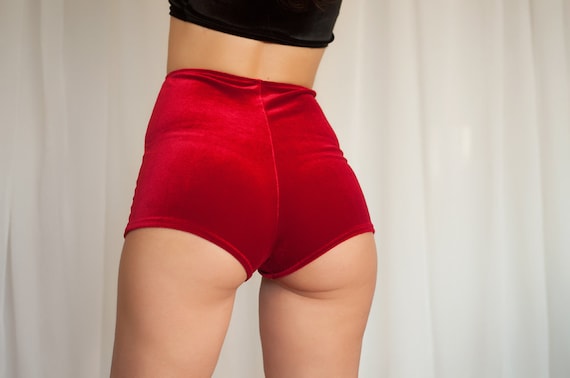 High Waist Velvet Shorts. Sexy Cheeky Hot Pants. Halloween - Etsy