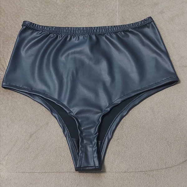 Faux leather High waisted Thong style, very Cheeky shorts. Pole dance bottoms.